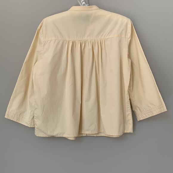 J. Jill pale yellow 100% cotton blouse button front 3/4 sleeves size S - Picture 3 of 9